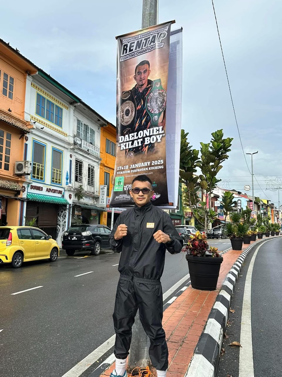 Rentap Fighting Championship street banner installation